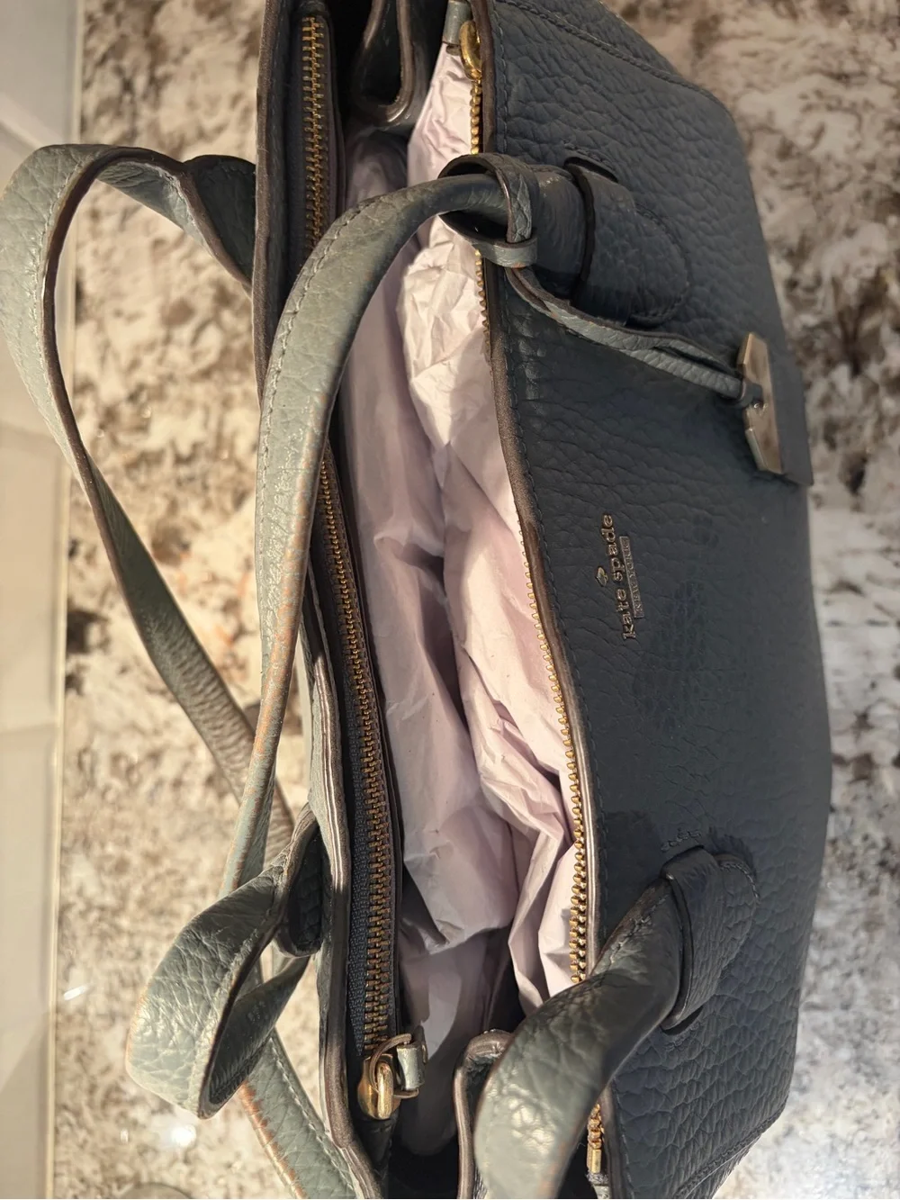kate spade Pebbled Leather Tote in Slate Blue